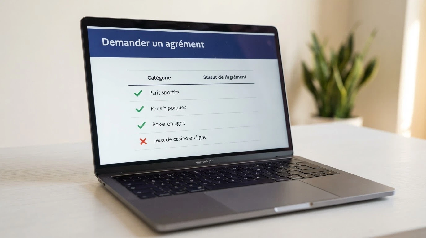 Capture d'écran du site anj.fr affichant la rubrique « Demander un agrément » et la liste des catégories autorisées