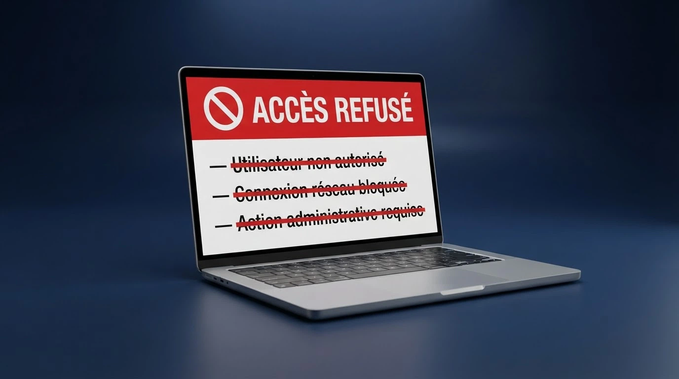 le logo de l'ANJ devant une liste de sites bloqués barrée en rouge
