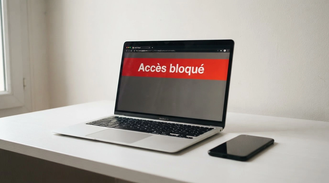Écran affichant la liste des sites de jeux d'argent bloqués par l'ANJ