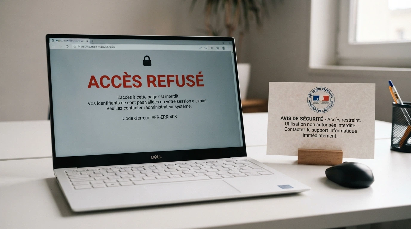 Le logo de l'ANJ sur un écran à côté d'un panneau d'interdiction, avec une liste de sites bloqués en arrière-plan