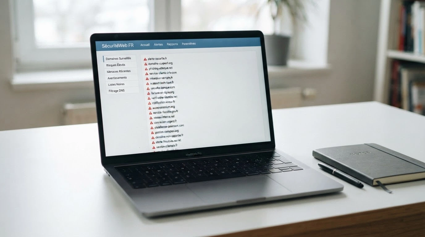 Un écran d'ordinateur ouvert sur la liste noire publique de l'ANJ, avec le logo de l'autorité visible.