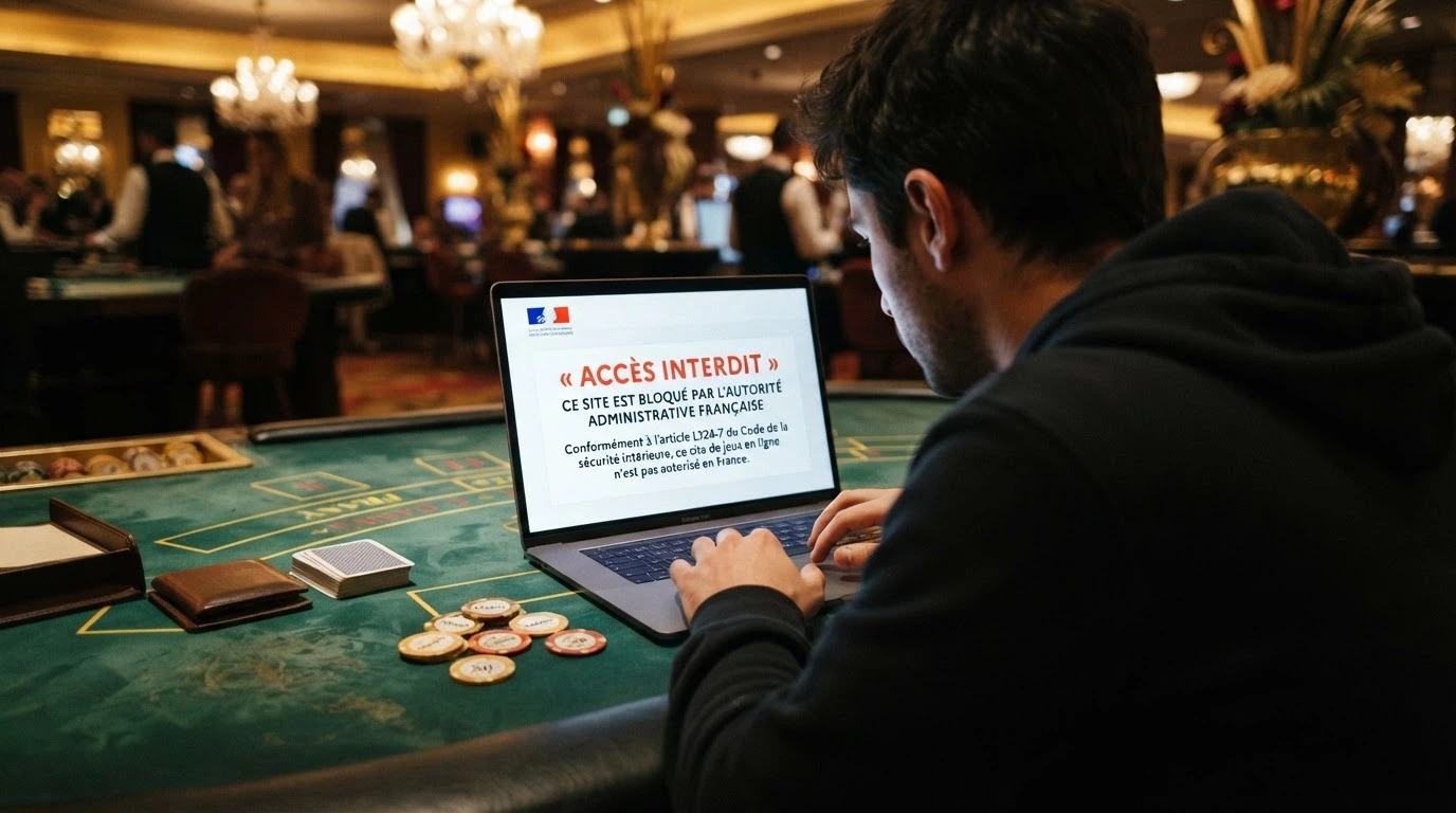 Capture de la page anj.fr listant les opérateurs agréés et la mention « Tous les sites de casino en ligne sont illégaux »