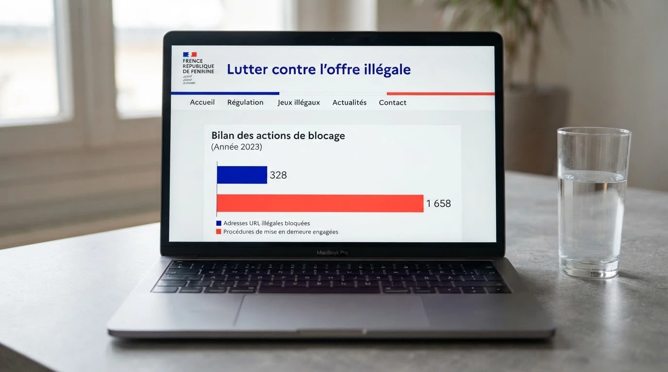 Capture d'écran de la page « Lutter contre l'offre illégale » du site anj.fr avec les chiffres de blocage