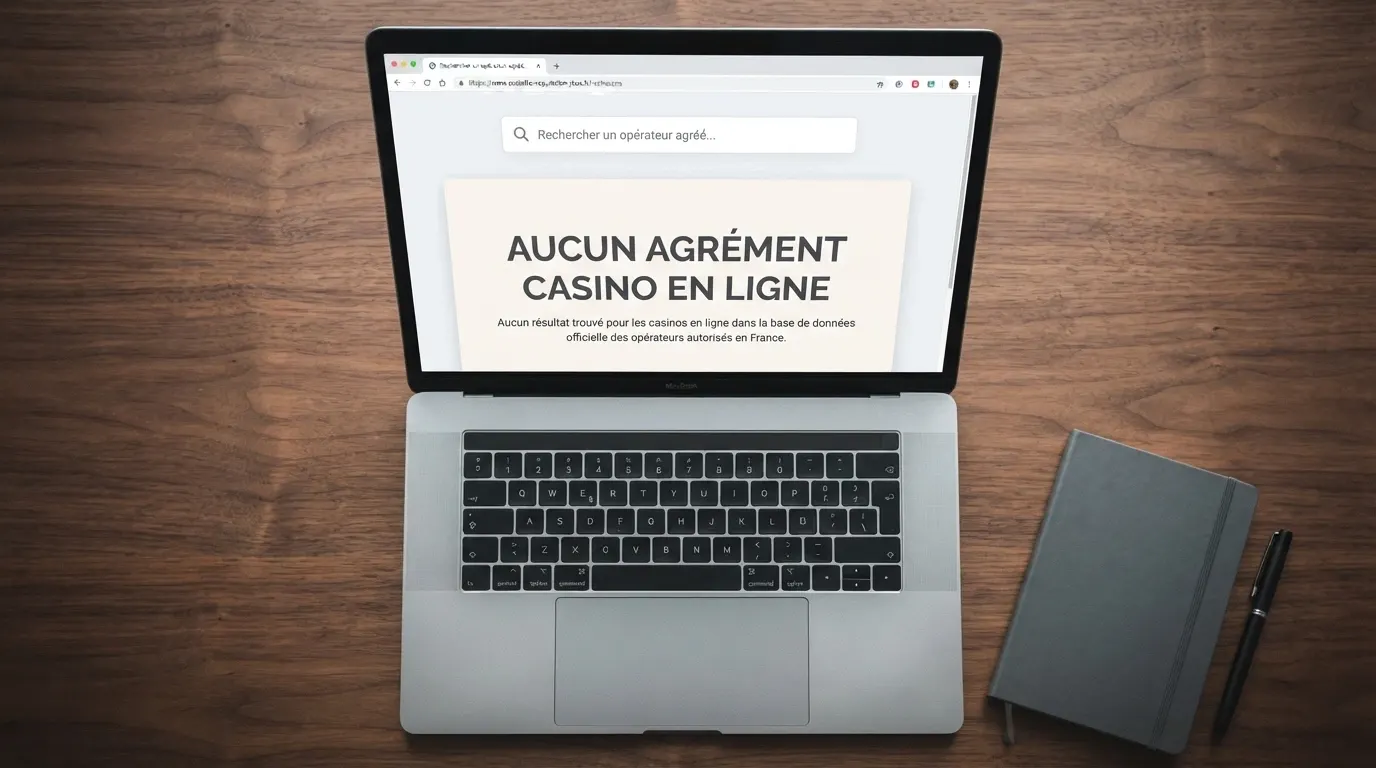 Interface du registre des opérateurs agréés de l'ANJ affichant le statut des jeux de casino en ligne
