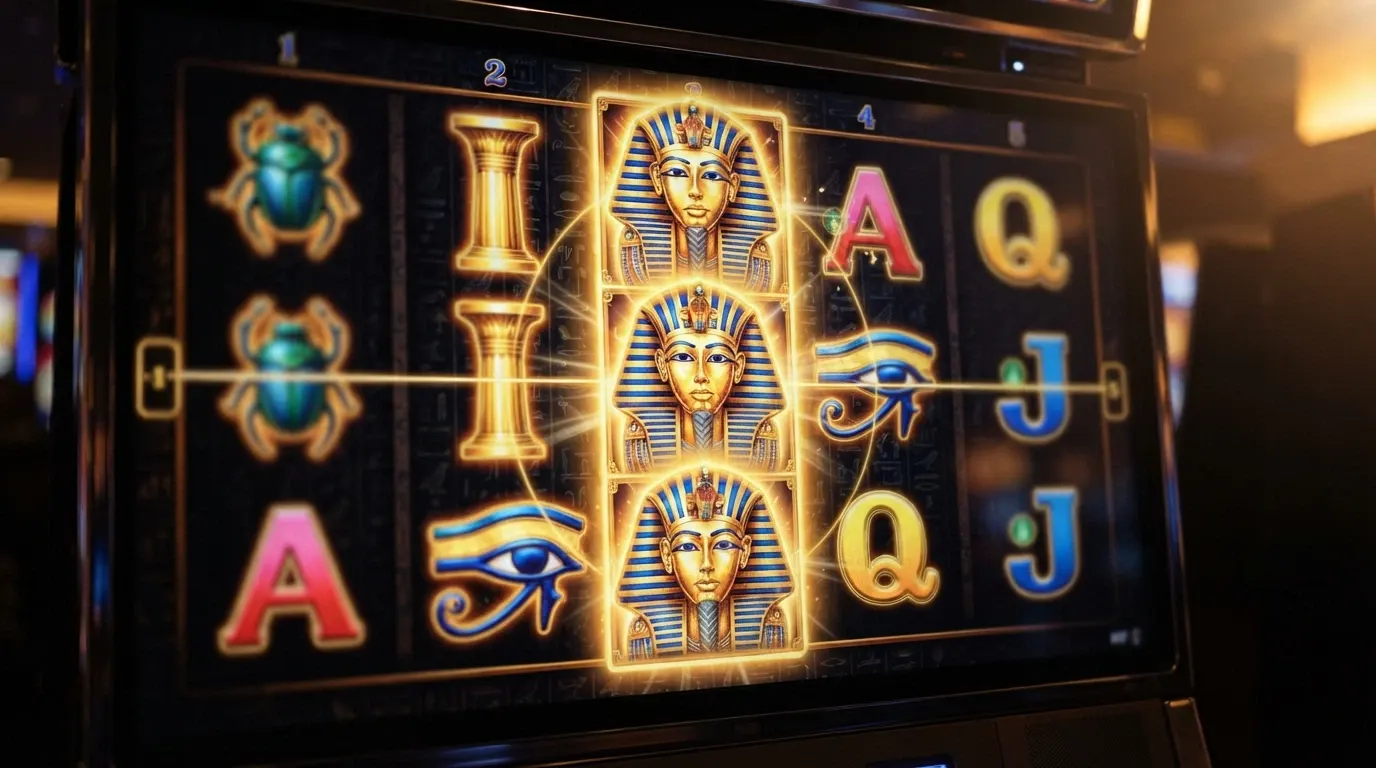 Capture d'écran de Book of Ra Deluxe pendant les free spins, symbole extensible activé couvrant un rouleau entier