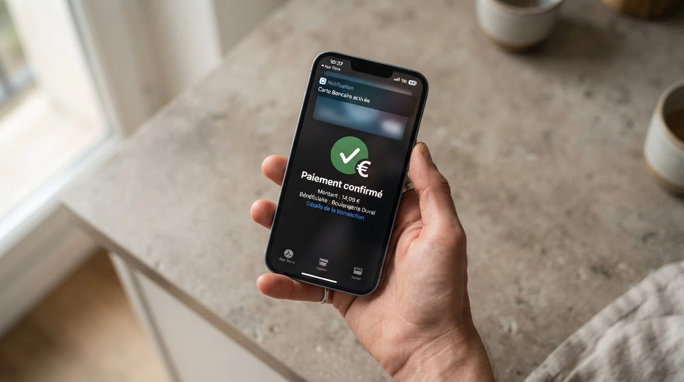 le bouton « Payer avec Lydia » sur l'écran d'un téléphone, avec une notification de confirmation