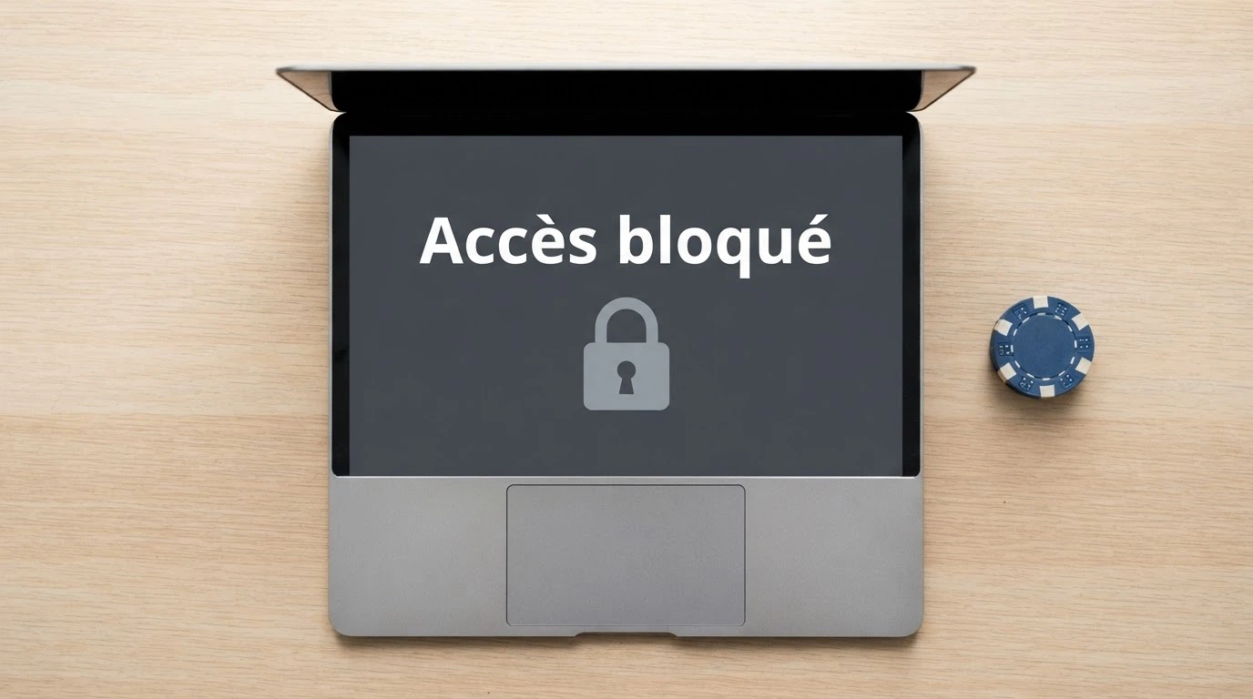 Visuel du site de l'ANJ juxtaposé à une licence de jeu offshore, illustrant la différence de cadre réglementaire
