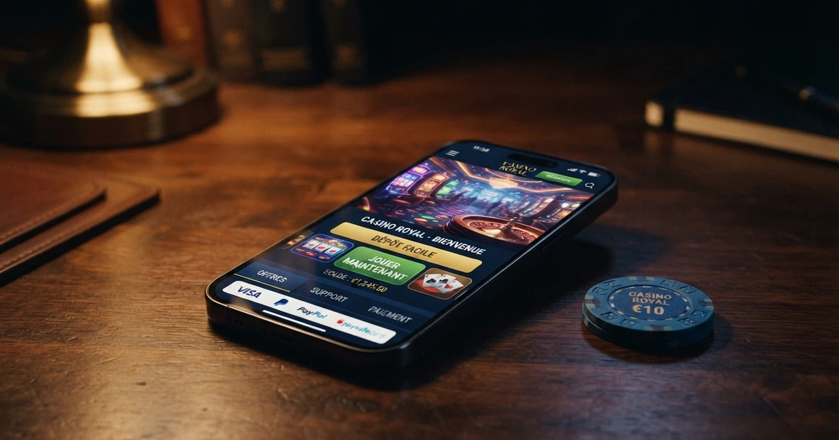 Interface d'un casino en ligne présentant des options de paiement alternatives — cryptomonnaies, portefeuilles électroniques et cartes prépayées — sans formulaire de saisie de RIB