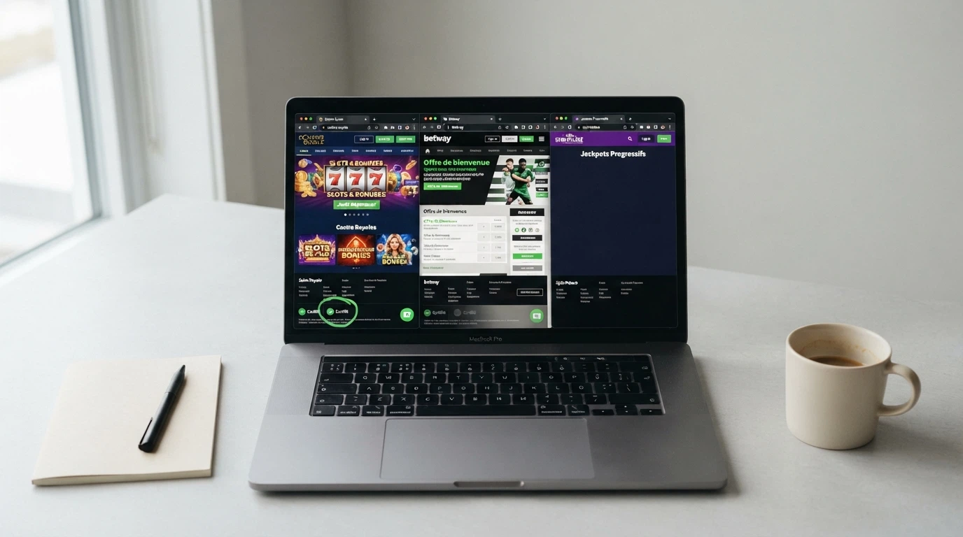 Capture d'écran comparative de plusieurs casinos en ligne revendiquant ou détenant une licence Kahnawake