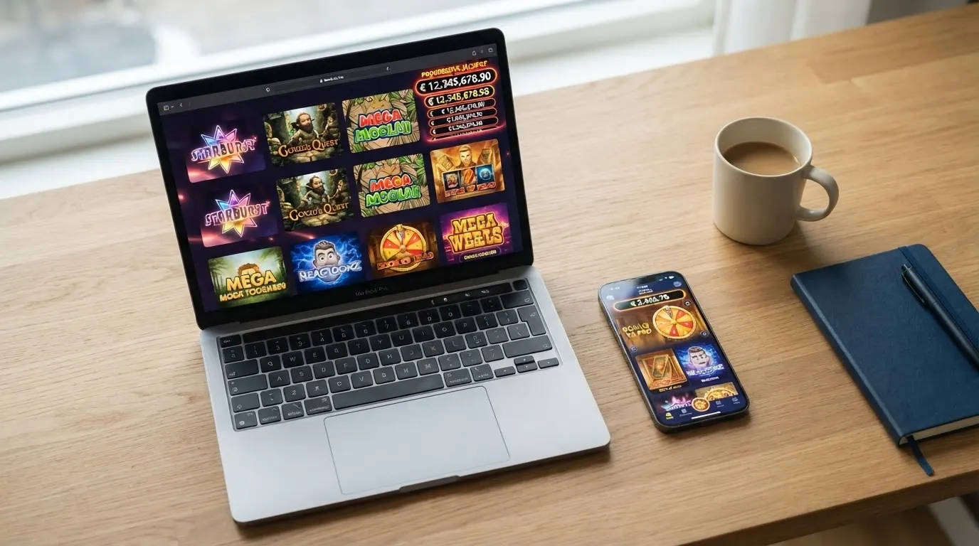 Écrans de casinos en ligne affichant les sections jackpot progressif de leurs ludothèques