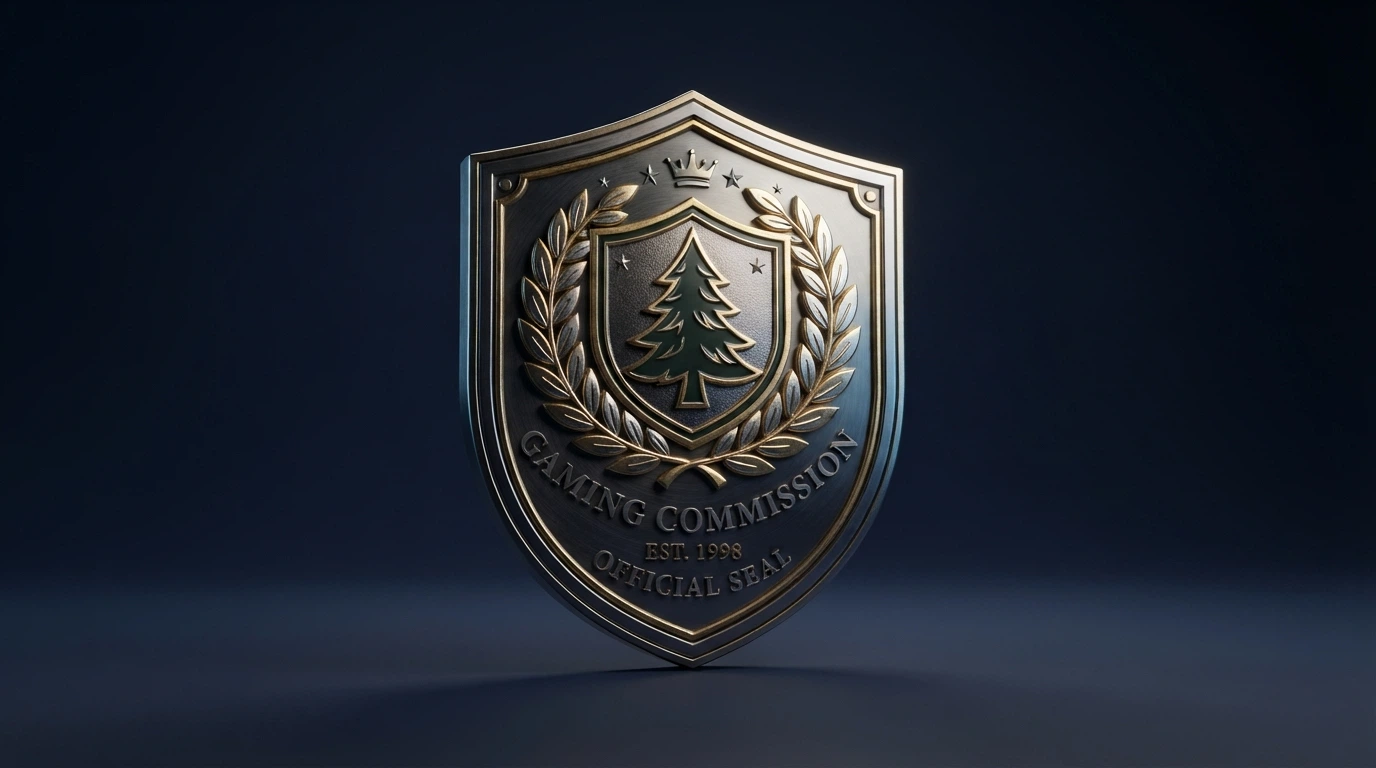 Logo officiel de la Kahnawake Gaming Commission sur fond sombre