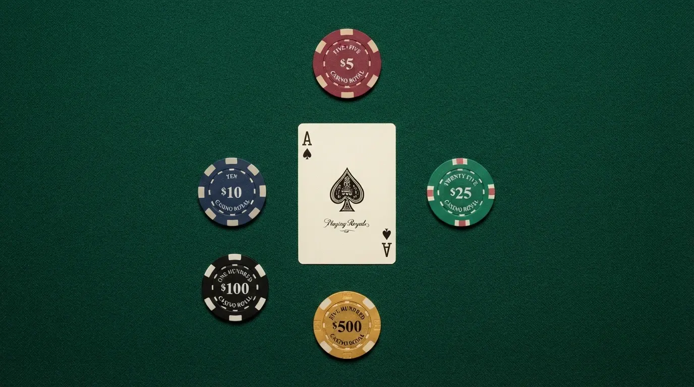 Une grille de comparaison de casinos en ligne avec des colonnes de bonus, de free spins et de licence, posée sur un fond de table de jeu
