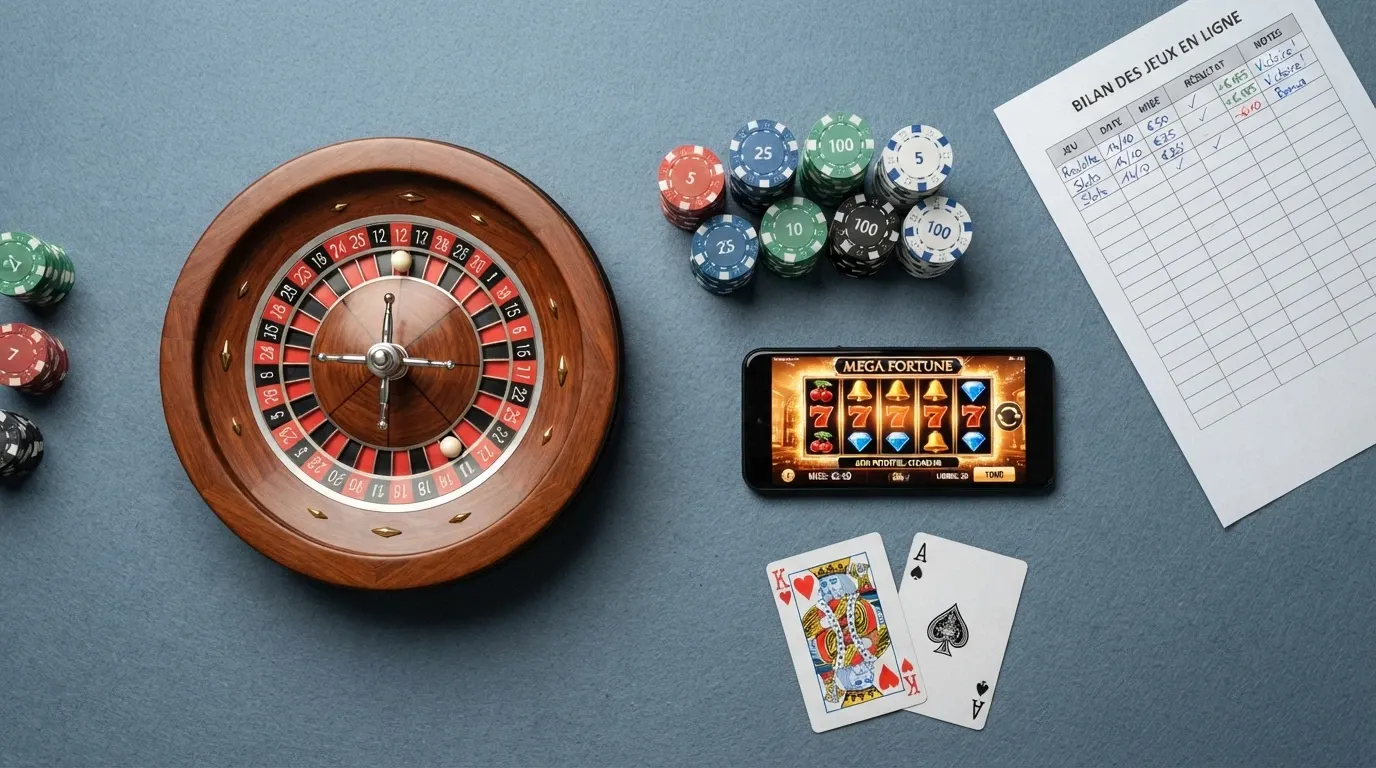 Tableau comparatif de casinos en ligne avec colonnes de bonus, wagering et licence, sur fond de carte de France