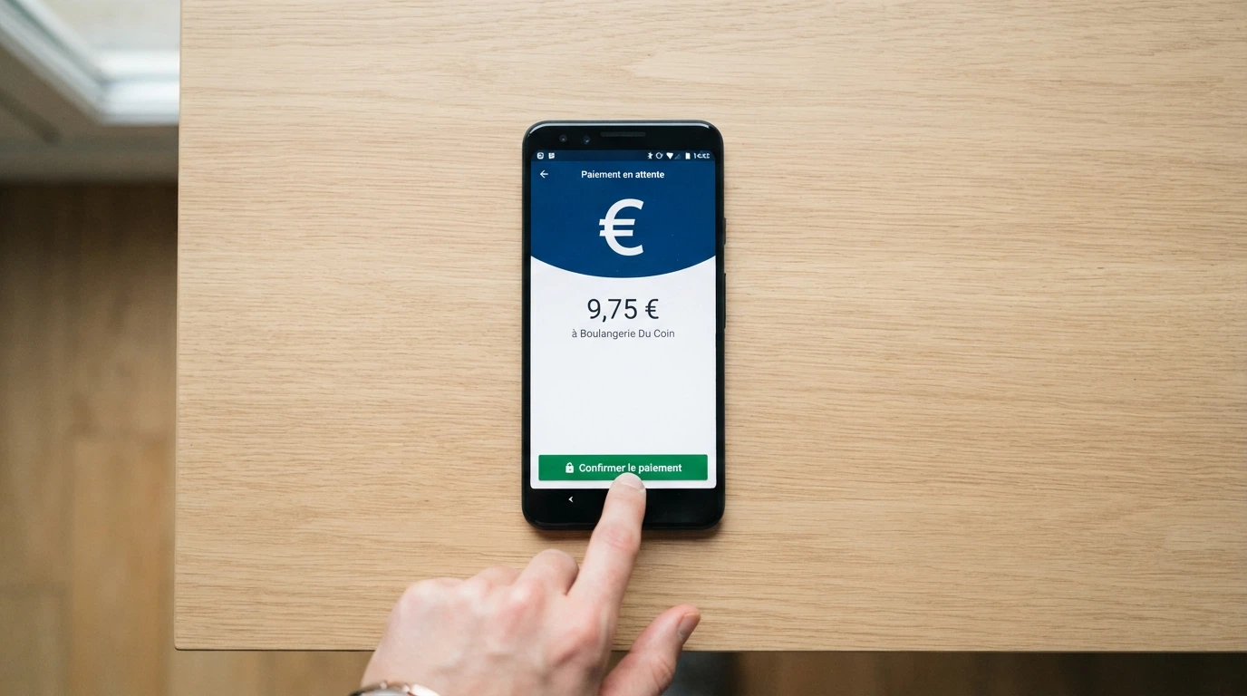 Téléphone affichant l'application MuchBetter ouverte sur un écran de paiement, avec une interface de casino en arrière-plan