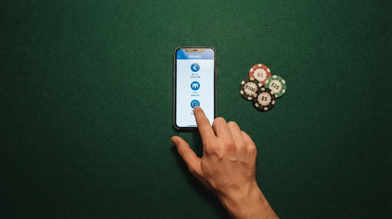 Interface des outils de modération (limites de dépôt, de mise et de temps) sur un site agréé ANJ, avec un cadenas barré symbolisant l'absence de ces protections sur les casinos offshore