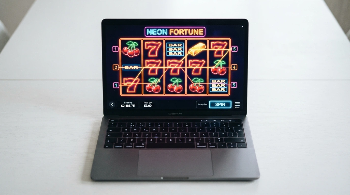 Écran de jeu montrant une machine à sous en ligne à côté d'une interface de dépôt en cryptomonnaie