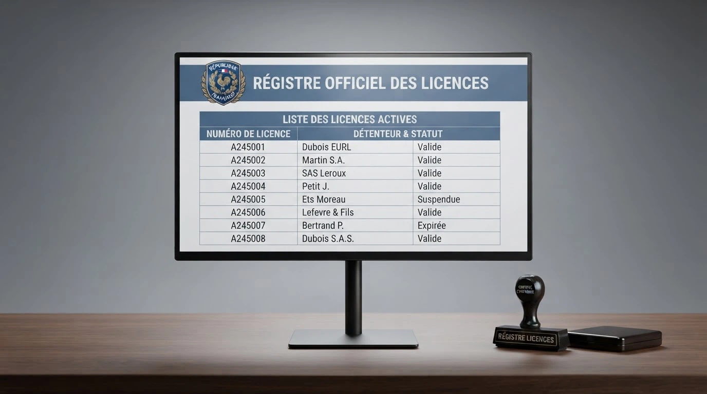 Interface du registre officiel de l'ANJ affichant la liste des opérateurs agréés et des sites bloqués