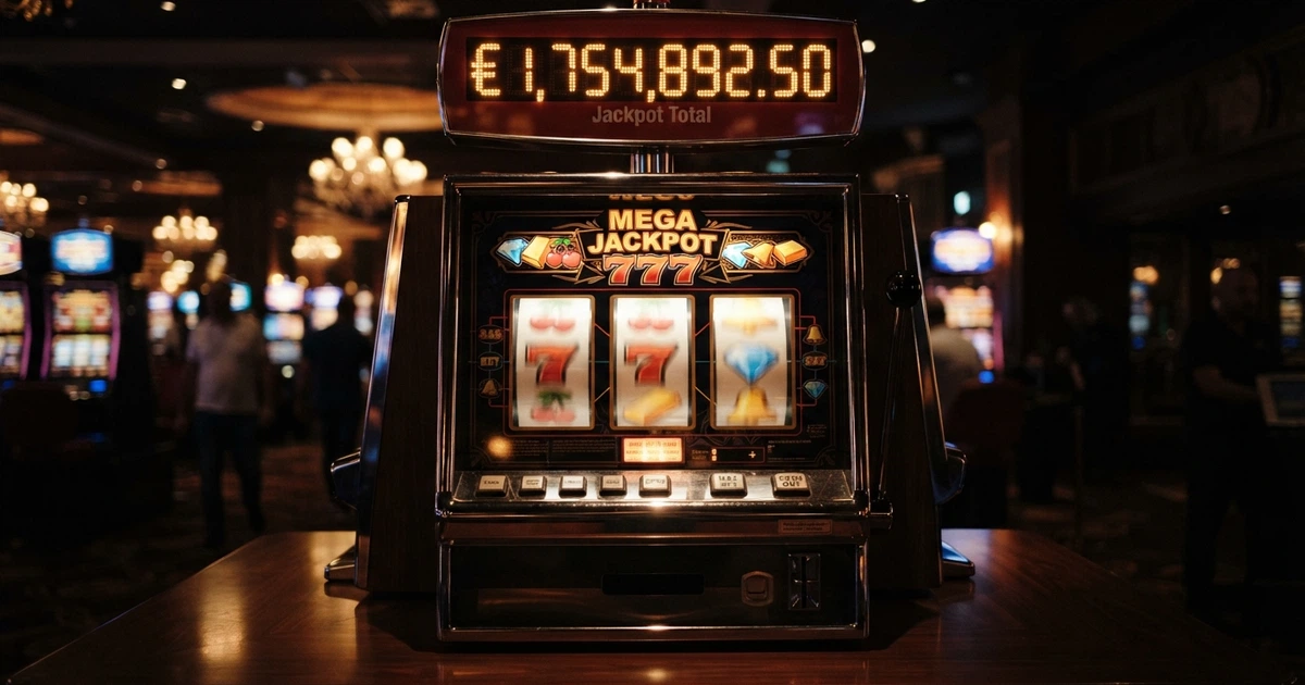 Un rouleau de machine à sous illuminé avec un compteur de jackpot progressif affichant une somme à sept chiffres