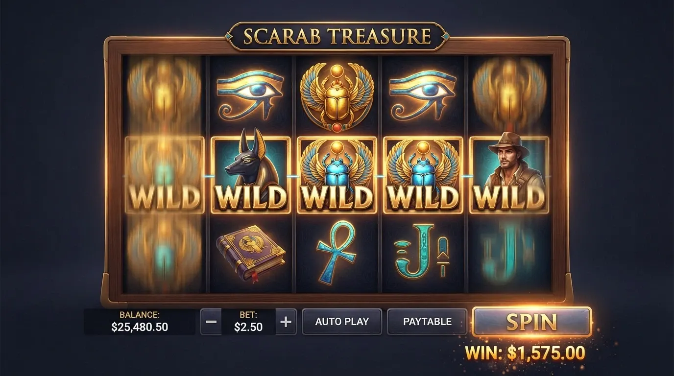 Capture d'écran du slot Book of Ra deluxe de Novomatic montrant ses cinq rouleaux, ses symboles égyptiens et son interface de mise