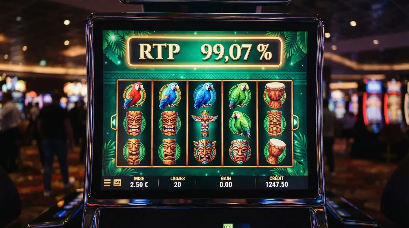 Capture d'écran de la machine à sous Ugga Bugga avec son RTP de 99,07 % affiché dans la table des paiements