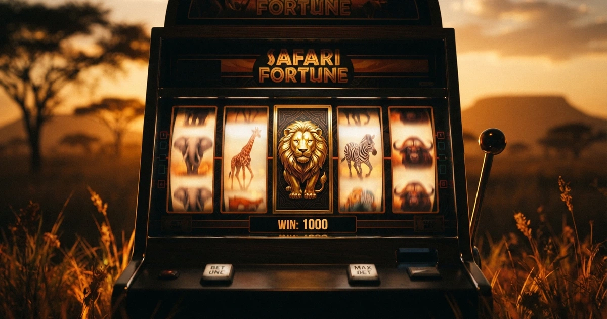 Rouleaux de la machine à sous Mega Moolah sur fond de savane africaine, avec le lion rugissant et les symboles safari