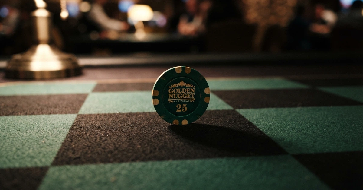 Un jeton XRP posé sur un damier de casino, éclairé par une lumière tamisée.